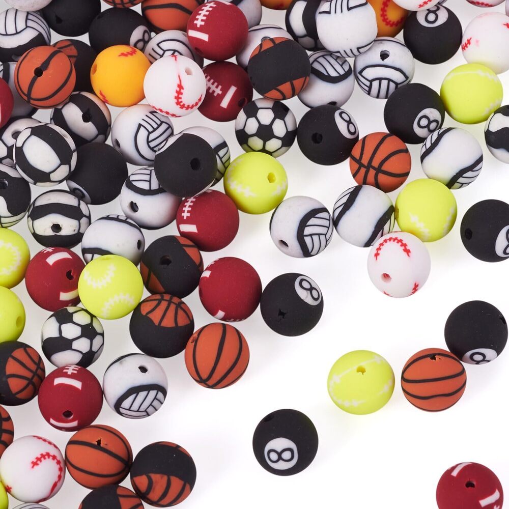 7649 220pcs 10mm Ball Polymer Clay Beads Football Basketball Rugby Loose